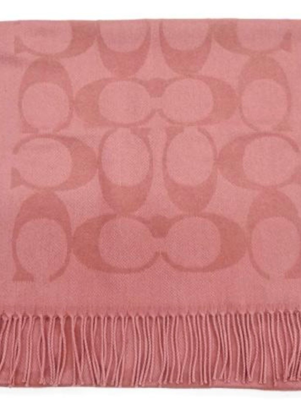 Coach Signature twill scarf muffler wool cashmere Pink Jacquard Scarf